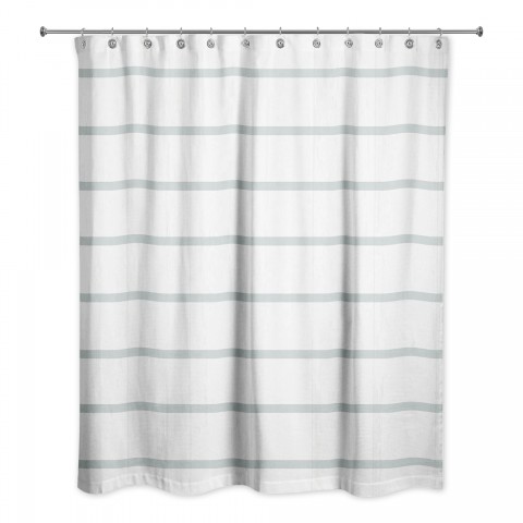 Soft Blue Stripes on Wood 71x74 Shower Curtain