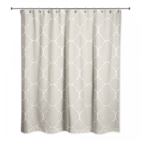 Worn Beige Quatrefoil 71x74 Shower Curtain
