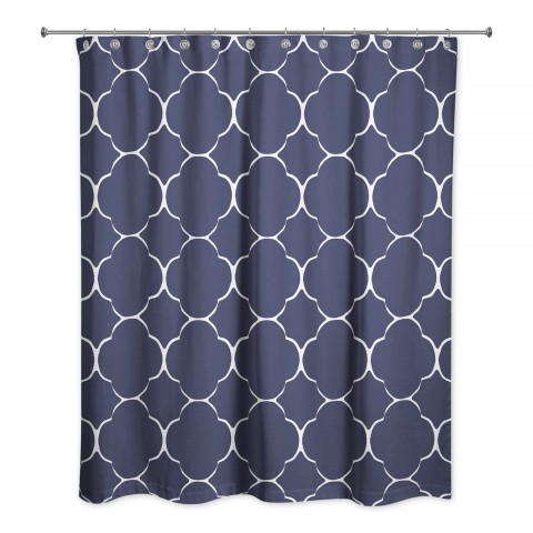 Worn Navy Quatrefoil 71x74 Shower Curtain