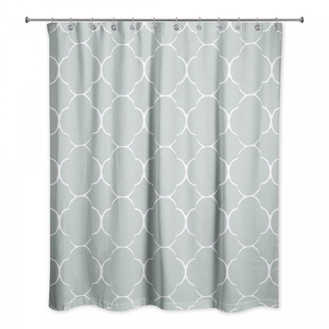 Worn Soft Blue Quatrefoil 71x74 Shower Curtain