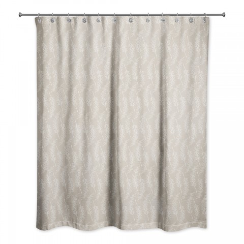 Beige Leaf Pattern 71x74 Shower Curtain