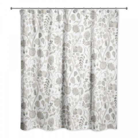 Beige Watercolor Floral 71x74 Shower Curtain