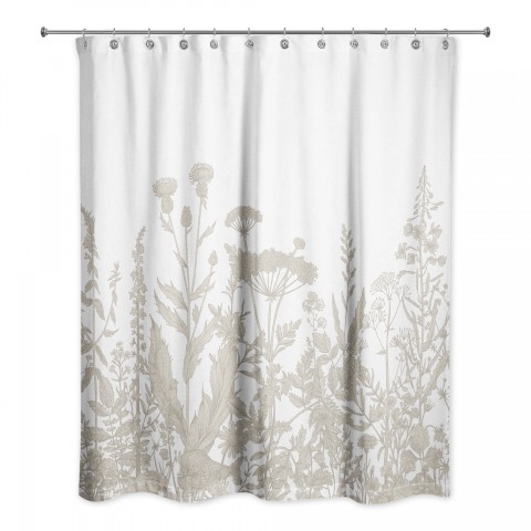 Beige Wildflowers 71x74 Shower Curtain
