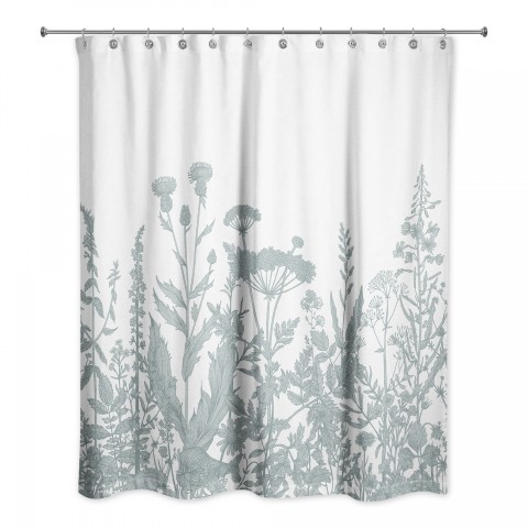 Soft Blue Wildflowers 71x74 Shower Curtain