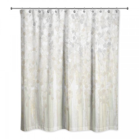 Beige Tree Line 71x74 Shower Curtain