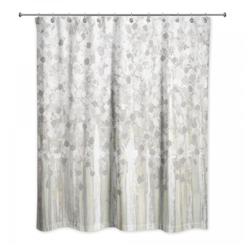 Gray Tree Line 71x74 Shower Curtain
