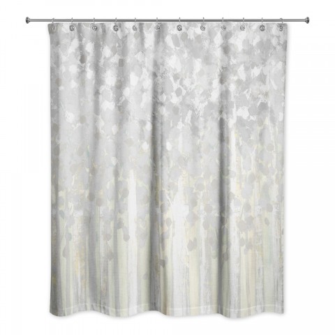 Light Gray Tree Line 71x74 Shower Curtain