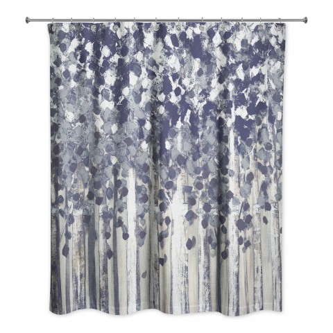 Navy Tree Line 71x74 Shower Curtain