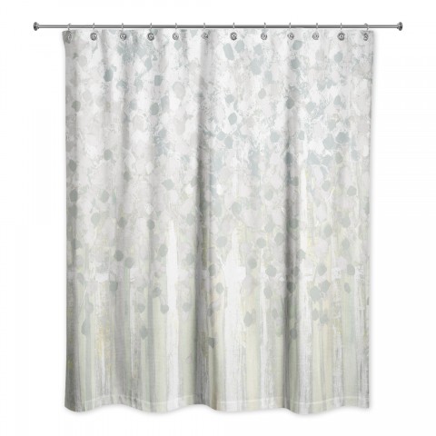 Soft Blue Tree Line 71x74 Shower Curtain
