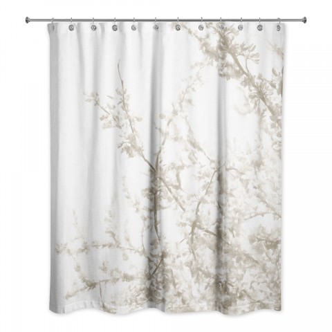 Beige Flowering Tree 71x74 Shower Curtain