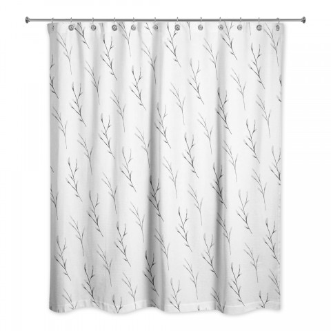 Gray Branches 71x74 Shower Curtain