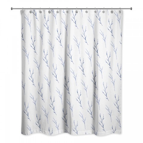 Navy Branches 71x74 Shower Curtain