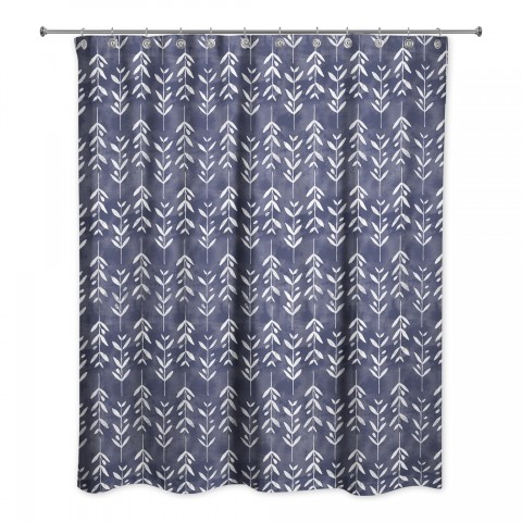 Navy Vine Pattern 71x74 Shower Curtain