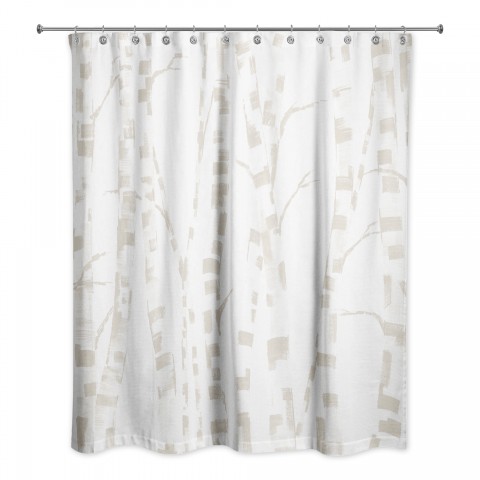 Beige Birch Trees 71x74 Shower Curtain