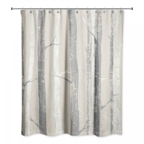 Beige Forest Tree 71x74 Shower Curtain