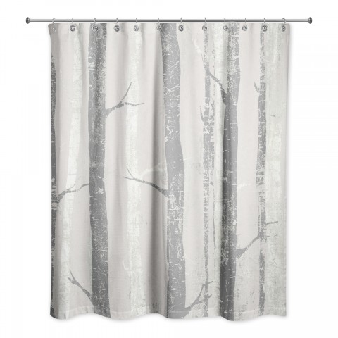 Gray Forest Tree 71x74 Shower Curtain
