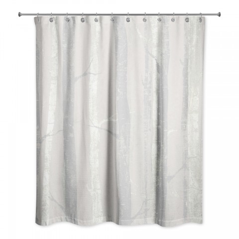 Light Gray Forest Tree 71x74 Shower Curtain