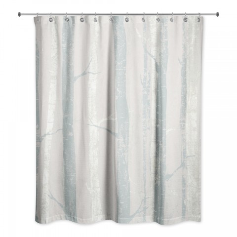 Soft Blue Forest Tree 71x74 Shower Curtain