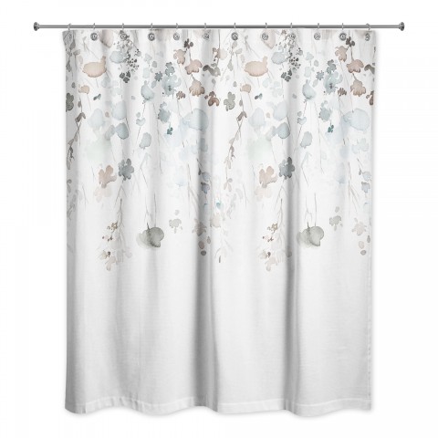 Blue Brown Falling Branches 71x74 Shower Curtain