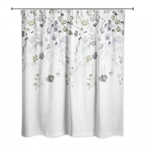Green Violet Falling Branches 71x74 Shower Curtain