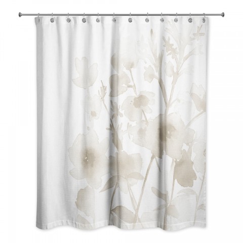 Beige Watercolor Floral Bunch 71x74 Shower Curtain