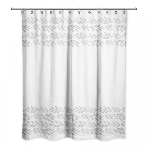 Light Gray Vine Border 71x74 Shower Curtain