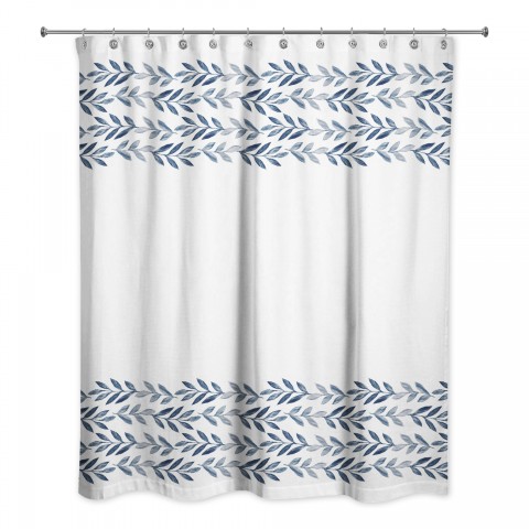 Navy Vine Border 71x74 Shower Curtain