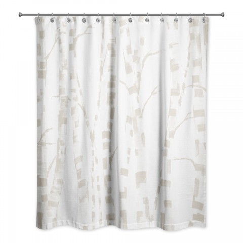 Beige Painted Birches 71x74 Shower Curtain