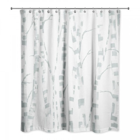 Soft Blue Painted Birches 71x74 Shower Curtain
