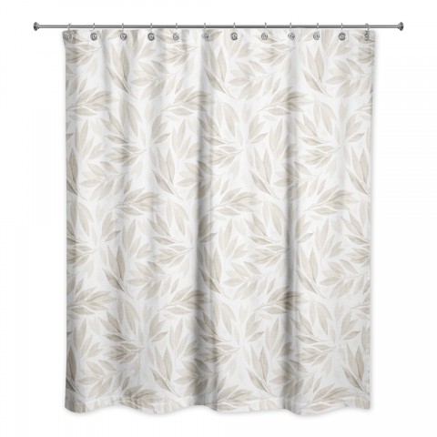 Beige Watercolor Leaves 71x74 Shower Curtain