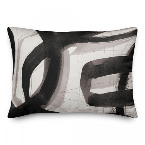 Black Abstract Brushstrokes 14x20 Indoor / Outdoor Pillow