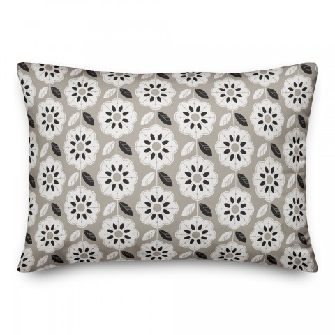 Black Gray Mod Pattern 14x20 Indoor / Outdoor Pillow