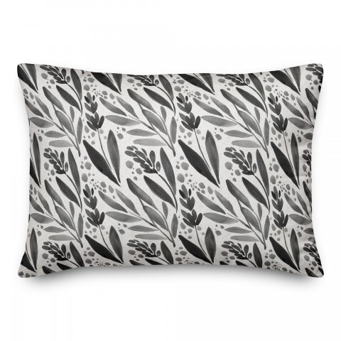 Black Farmhouse Flowers 14x20 Indoor / Outdoor Pillow