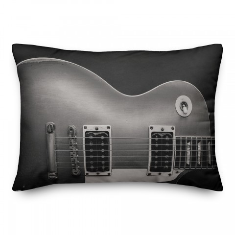 Guitar on Black 14x20 Indoor / Outdoor Pillow