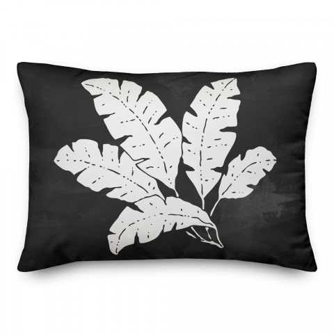Leaf Texture on Black 14x20 Indoor / Outdoor Pillow