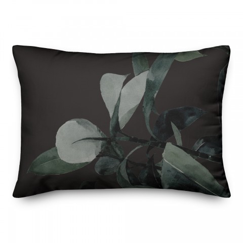 Black Watercolor Plant 14x20 Indoor / Outdoor Pillow