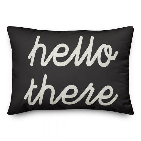 Black Hello There 14x20 Indoor / Outdoor Pillow