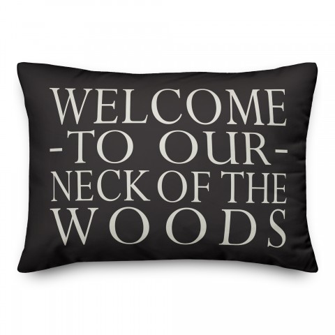 Welcome on Black 14x20 Indoor / Outdoor Pillow