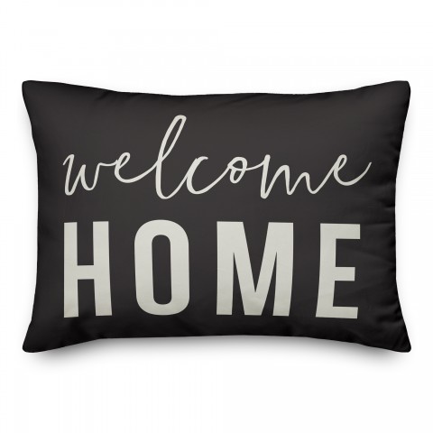 Welcome Home on Black 14x20 Indoor / Outdoor Pillow