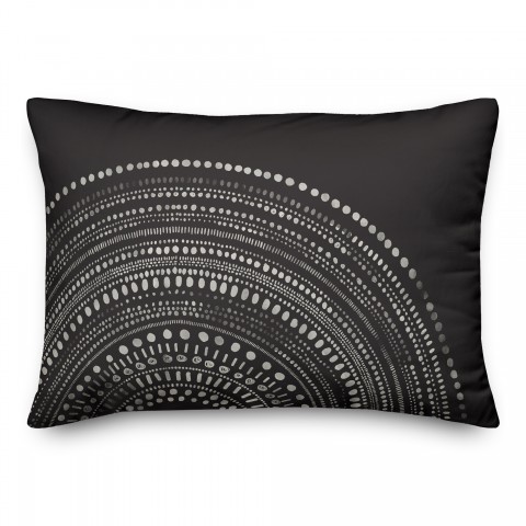 Black Circle Dot Pattern 14x20 Indoor / Outdoor Pillow