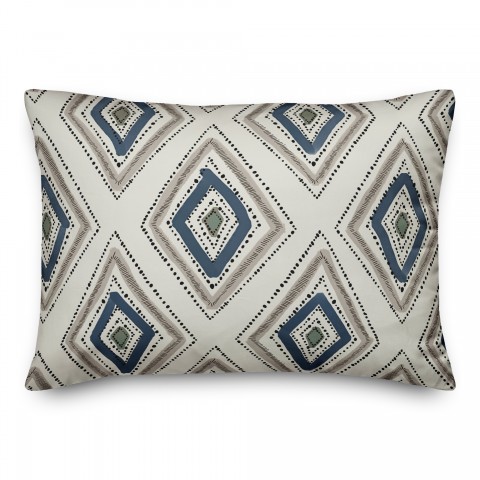 Gray Blue Diamond Pattern 14x20 Indoor / Outdoor Pillow