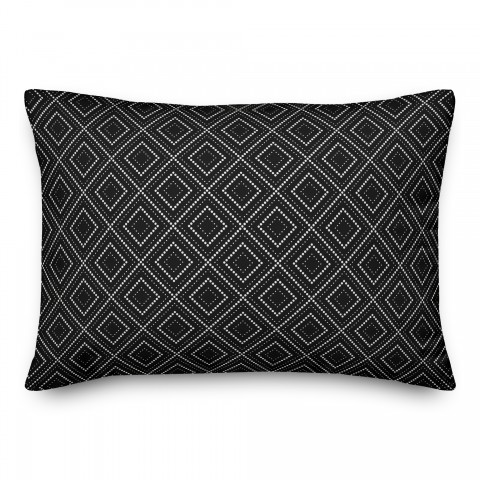 Black Diamond Dot Pattern 14x20 Indoor / Outdoor Pillow