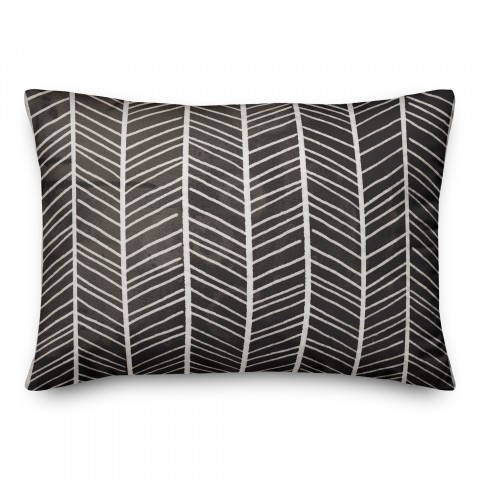Black Chevron Lines 14x20 Indoor / Outdoor Pillow