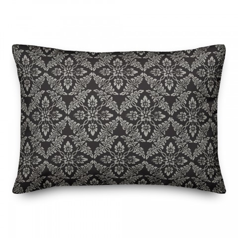 Black Medallion Pattern 14x20 Indoor / Outdoor Pillow