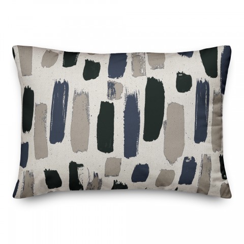 Blue Black Paint Strokes 14x20 Indoor / Outdoor Pillow