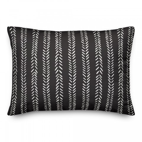 Black Petal Lines 14x20 Indoor / Outdoor Pillow