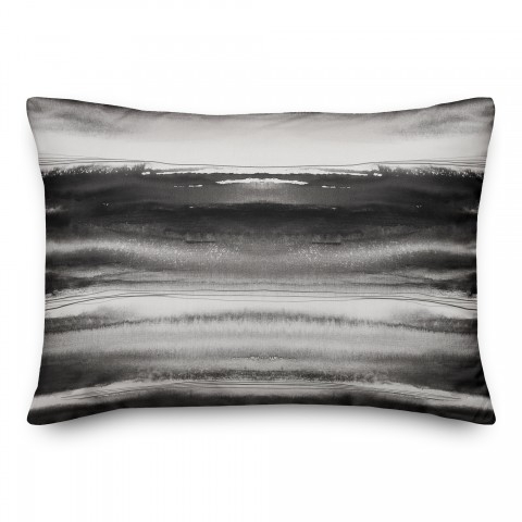 Black Watercolor Waves 14x20 Indoor / Outdoor Pillow