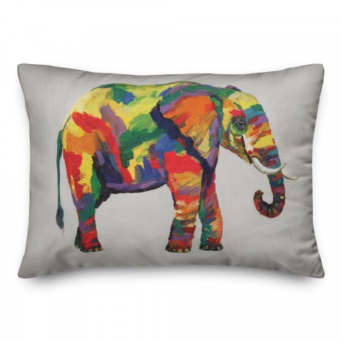 Bright Elephant on Black Textiles