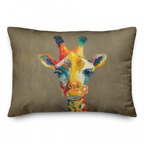 Colorful Giraffe on Gray Textiles