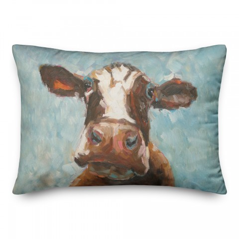 Brown Painted Cow 14x20 Indoor / Outdoor Pillow